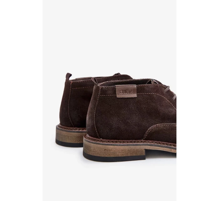 Semišové Pánské Šněrovací Kotníkové Boty Big Star OO174145 Tmavě hnědé Semišové Pánské Šněrovací Kotníkové Boty Big Star OO174145 Tmavě hnědé