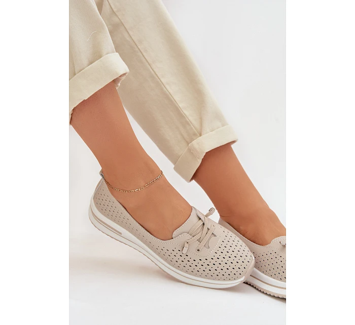 Kožené dámské polobotky LR61-7044 béžové - S.Barski