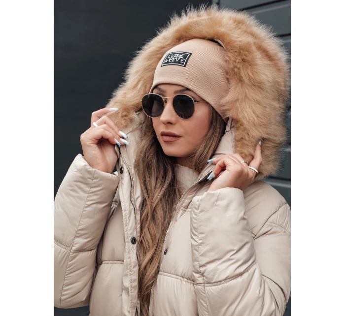 NORDKOLL dámská zimní prošívaná bunda s kapucí světle béžová FashionStreet TY4710