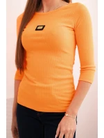 Dámská pruhovaná blůza s 3/4 rukávem a ozdobným nášivkem oranžová Dámská pruhovaná blůza s 3/4 rukávem a ozdobným nášivkem oranžová