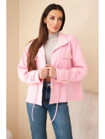 Dámská rozepínací mikina máslová s model 21952009 a kapsami cukrově růžová - K-Fashion Dámská rozepínací mikina máslová s model 21952009 a kapsami cukrově růžová - K-Fashion