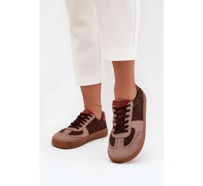 Kožené semišové barefoot tenisky dámské model 21711165 hnědé - Zazoo