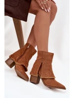 Dámské kotníkové boty na podpatku s otočeným lemem Camel Idalia Dámské kotníkové boty na podpatku s otočeným lemem Camel Idalia