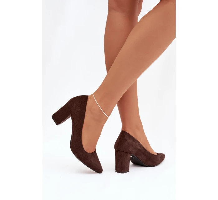 Lodičky z eko semiše na jehlovém podpatku Sergio Leone PB414 čokoládové