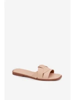 Dámské ploché nazouváky s pásky béžové model 21943262 - Boto Dámské ploché nazouváky s pásky béžové model 21943262 - Boto