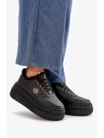 Tenisky Sportovní Boty Dámské Zateplené Na Masivní Podešvi Černé Verissha