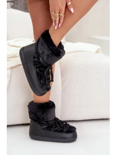 Sněhule s Kožešinou a Šněrováním Černé Silvara