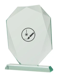 Gravírovaná skleněná trofej s pouzdrem + malířská výplň