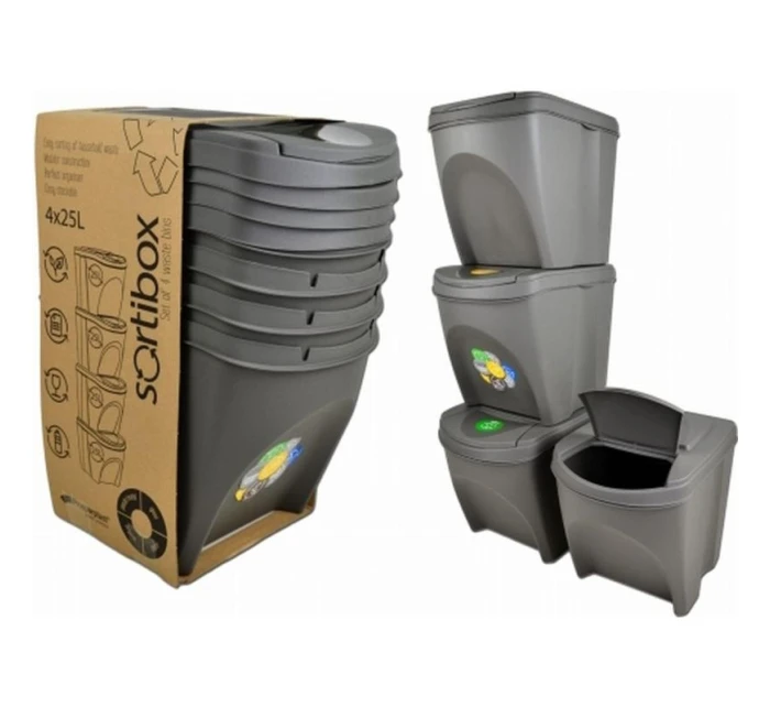 Odpadkové koše 25 l sortibox set4 ks šedý kámen dětské