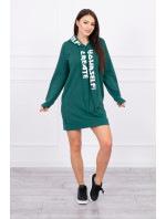 Oversize šaty s kapucí tmavě zelené