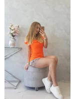 Španělská halenka s volánky oranžová neonová