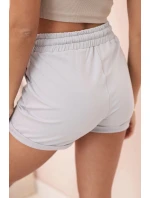Dámské bavlněné šortky s gumou a vázáním v pase šedý melír