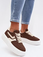 Dámské tenisky na platformě z eko semiše hnědé Cadrina