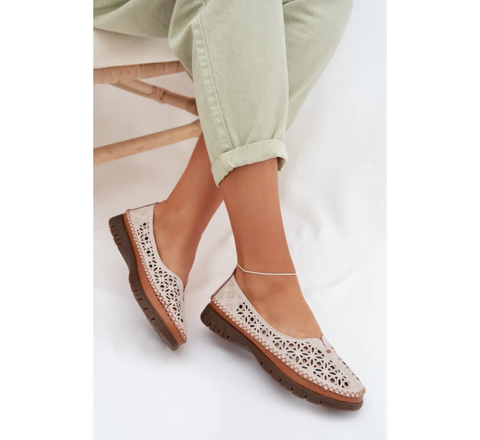 Dámské krajkové baleríny z přírodní kůže Sergio Leone SP-006 šedé