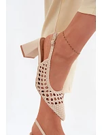 Dámské kožené sandály na podpatku Kedira