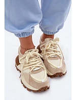 Kožené semišové dámské tenisky model 22095140 Béžové - Goe