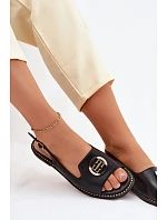 Dámské sandály na nízkém podpatku s ozdobou S.Barski KV61-6037 Černé