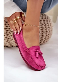 Dámské klasické semišové mokasíny S.Barski – fuchsiové