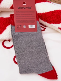 Pánské vánoční ponožky se Santou a nápisem – šedé