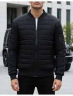 Pánská prošívaná bunda bomber černá TX2213 Pánská prošívaná bunda bomber černá TX2213