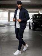 Pánská mikina na zip bez kapuce tmavě modrá BX4567