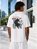 Pánské bavlněné tričko oversize s potiskem bílé FashionStreet NX4001R Pánské bavlněné tričko oversize s potiskem bílé FashionStreet NX4001R