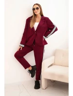 Dámská souprava s viskózou, lampasem a sportovní blůzou švestková