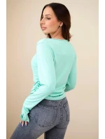 Dámská pruhovaná blůza s nařasením na boku mátová Dámská pruhovaná blůza s nařasením na boku mátová