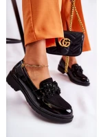 Dámské kalhoty lakované s mašlí Černý model 21593079 - S.Barski