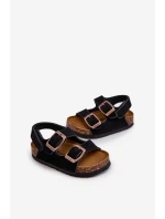 Dětské sandálky na korkové platformě se suchým zipem Černé Rorria