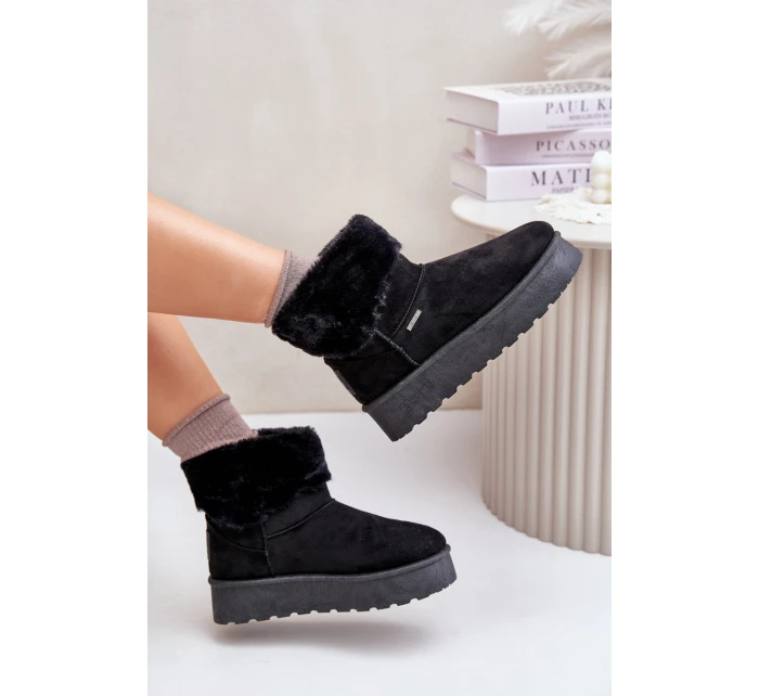 Sněhové boty na platformě s kožešinou Big Star OO274A108 Černé Sněhové boty na platformě s kožešinou Big Star OO274A108 Černé