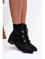 Semišové dámské kotníkové boty Zazoo 3085 černé s ozdobnými květinami Semišové dámské kotníkové boty Zazoo 3085 černé s ozdobnými květinami