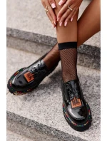 Lakované Dámské Polobotky Šněrovací Artiker Černé Lakované Dámské Polobotky Šněrovací Artiker Černé