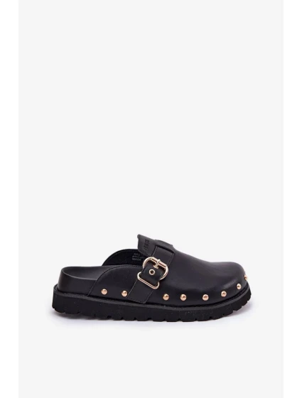 Dámské kožené pantofle na platformě Big Star – černé Dámské kožené pantofle na platformě Big Star – černé