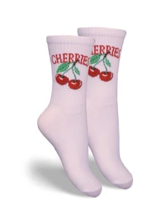 Dětské a juniorské ponožky CHERRIES – pudrově růžové