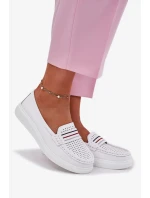 Dámské kožené mokasíny model 21834417 – bílé - Kesi