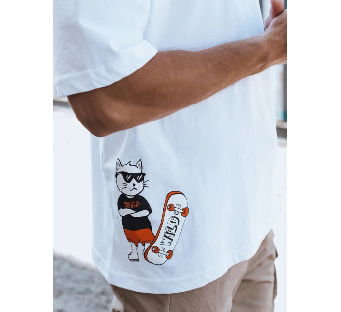 Pánské bílé tričko s potiskem FashionStreet RX5508