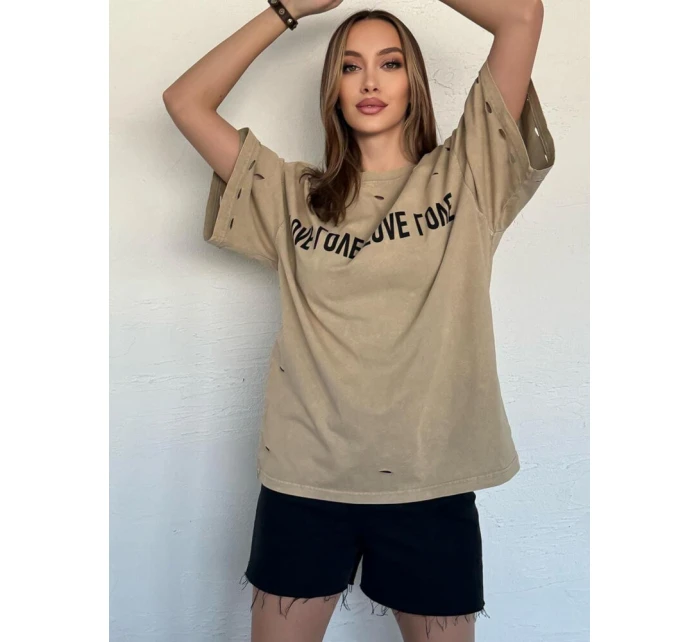 Dámské tričko s potiskem BONGANIR beige FashionStreet RY2635