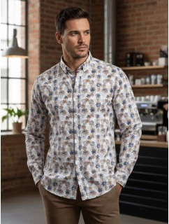 Pánská bílá košile s květinami Dstreet model 21989379 - FashionStreet