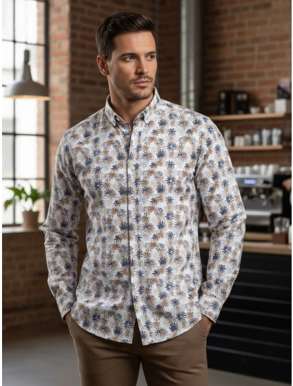 Pánská bílá košile s květinami Dstreet model 21989379 - FashionStreet Pánská bílá košile s květinami Dstreet model 21989379 - FashionStreet