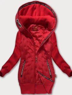 Červená dámská mikino-bunda s kapucí LHD (AMG-162A)