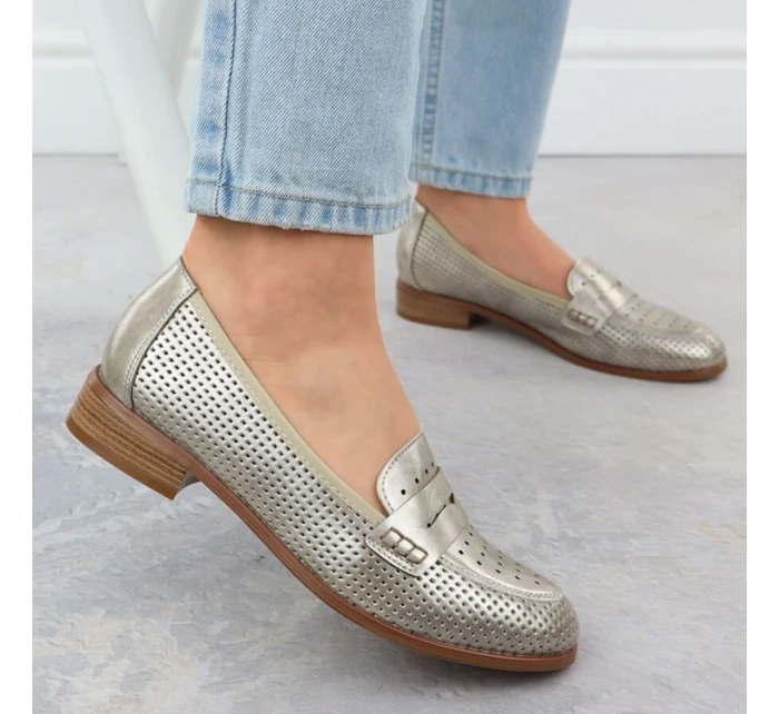 Dámské polobotky ažurové zlaté model 21942038 - Potocki