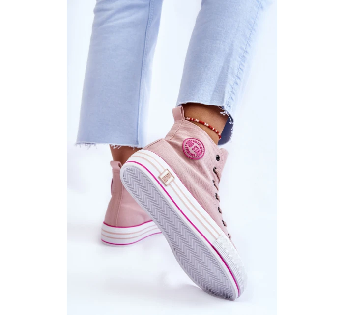 Dámské vysoké textilní tenisky na platformě Big Star model 21608432 Růžová - Big Star Shoes Dámské vysoké textilní tenisky na platformě Big Star model 21608432 Růžová - Big Star Shoes