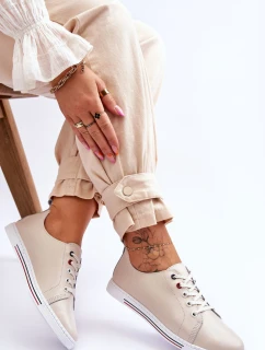 Dámské kožené tenisky béžové S.Barski LR268R