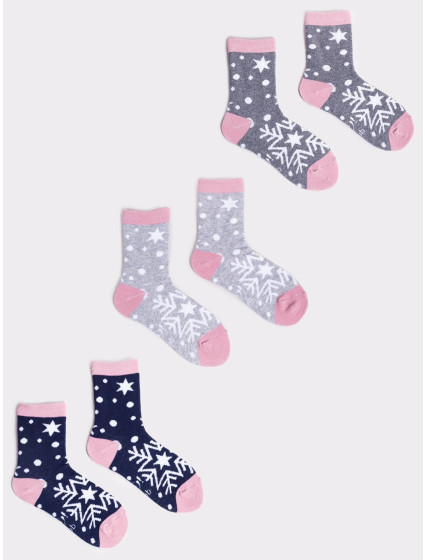 Yoclub Vánoční ponožky 3-pack SKA-X044G-AA00 Vícebarevné