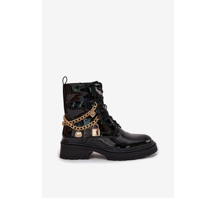 Dámské lakované workery Sarinae zateplené – černé Dámské lakované workery Sarinae zateplené – černé