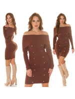 Sexy off-shoulder Knit Dress with Studs