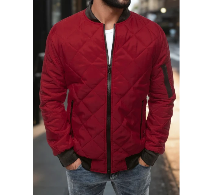 Pánská prošívaná bunda bomber vínová model 21962013 - FashionStreet
