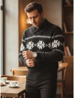 Pánský černý svetr FashionStreet WX2268 Pánský černý svetr FashionStreet WX2268