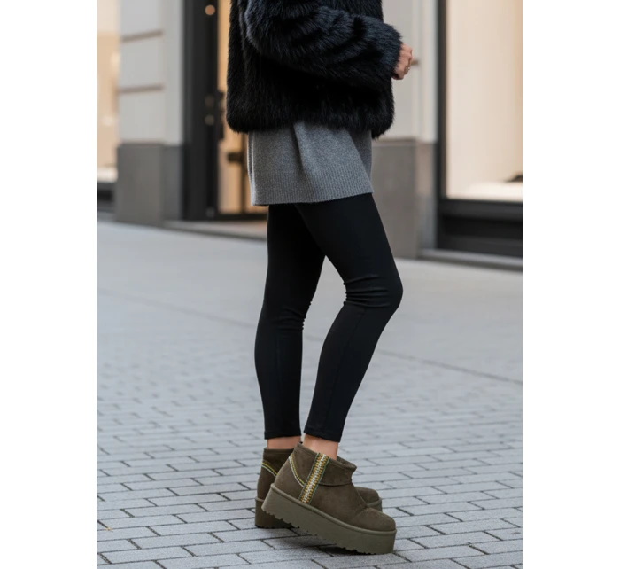 Dámské semišové zelené sněhule FashionStreet ZY1295